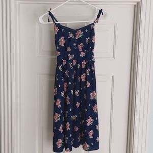Girl's navy and pink floral sundress